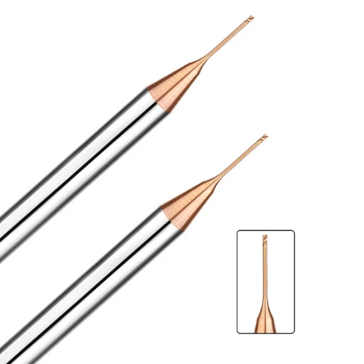 HRC65 Flat Long Neck End Mill【2 Flutes Long Neck Φ 0.2-2】