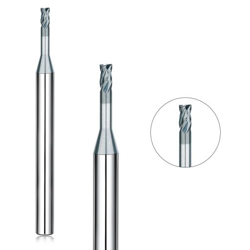 Tungsten Copper Corner Radius Long Neck End Mill【4 Flutes Long Neck Φ1-3】