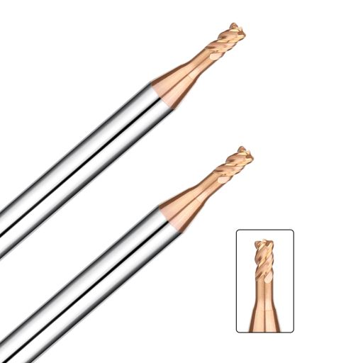 HRC65 Corner Radius Long Neck End Mill【4 Flutes Long Neck Φ1-4】