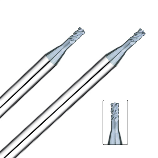 HRC55 Corner Radius Long Neck End Mill【4 Flutes Long NeckΦ0.2-4】