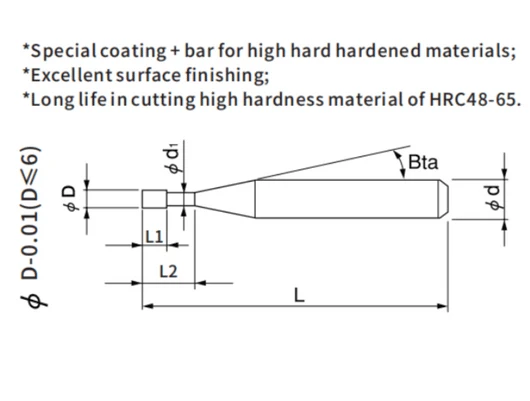 Specialty 2 Flutes Ball Nose End Mill